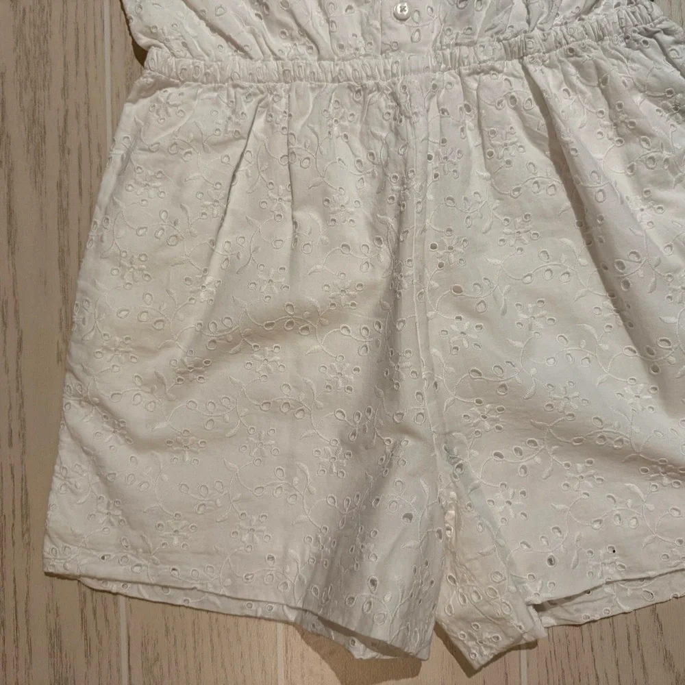 Polo Ralph Lauren Girls White Eyelet Romper Size 12 NWT‎